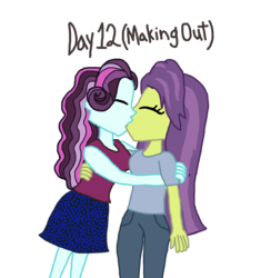 Size: 1500x1536 | Tagged: safe, artist:ktd1993, principal abacus cinch, victoria, equestria girls, g4, 12, 30 day otp challenge, cinchtoria, female, kissing, lesbian, making out