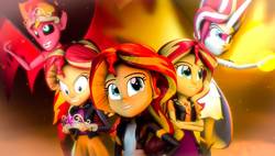 Size: 1187x673 | Tagged: safe, artist:kyloren2000, sunset shimmer, equestria girls, g4, 3d, crown, daydream shimmer, element of magic, evil, evil grin, geode of empathy, grin, horn, jewelry, magical geodes, open mouth, regalia, smiling, source filmmaker, sunset satan, sunset's conscience, wings