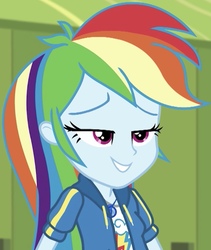 Size: 686x814 | Tagged: safe, screencap, rainbow dash, equestria girls, equestria girls specials, g4, my little pony equestria girls: better together, my little pony equestria girls: holidays unwrapped, beautiful, cropped, extra lashes, female, geode of super speed, magical geodes, smiling, solo