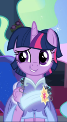 Size: 491x888 | Tagged: safe, screencap, twilight sparkle, alicorn, pony, spider, star spider, g4, the last problem, adorkable, clothes, coronation dress, cropped, cute, dork, dress, female, gown, offscreen character, second coronation dress, smiling, solo focus, twiabetes, twilight sparkle (alicorn)