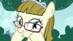 Size: 1024x576 | Tagged: safe, screencap, zippoorwhill, pegasus, pony, forever filly, g4, adorable face, cute, female, filly, glasses, happy, jewelry, smiling, solo, squishy cheeks, tiara, zippoorbetes