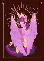 Size: 1024x1418 | Tagged: safe, artist:matchamart, twilight sparkle, alicorn, pony, g4, crown, cute, female, hoof shoes, horn, horn jewelry, jewelry, leg fluff, mare, necklace, regal, regalia, solo, tail jewelry, twiabetes, twilight sparkle (alicorn), wing jewelry