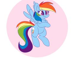 Size: 1500x1200 | Tagged: safe, artist:heir-of-rick, rainbow dash, pegasus, pony, g4, circle background, crossed arms, cute, dashabetes, female, floating, mare, smiling, solo, spread wings, style emulation, wings
