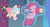 Size: 1366x728 | Tagged: safe, screencap, cozy glow, pinkie pie, alicorn, pony, g4, the ending of the end, alicornified, banner, bell, cozybuse, cozycorn, flying, grogar's bell, levitation, magic, nose wrinkle, party bazooka, race swap, rocket launcher, surprised, telekinesis, this will end in pain, this will end in tears