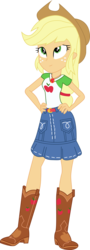 Size: 5421x15013 | Tagged: safe, artist:marcorulezzz, applejack, equestria girls, equestria girls specials, g4, my little pony equestria girls: better together, my little pony equestria girls: rollercoaster of friendship, absurd resolution, applejack's hat, belt, boots, clothes, cowboy boots, cowboy hat, denim skirt, female, freckles, geode of super strength, hand on hip, hat, magical geodes, shoes, simple background, skirt, smiling, solo, stetson, transparent background, vector