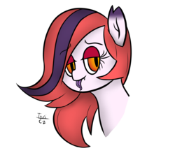 Size: 2400x2200 | Tagged: safe, artist:toricelli, edit, oc, oc only, oc:arrhythmia, bat pony, pony, bust, high res, lineart, shading, simple background, solo, transparent background, watermark