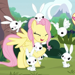 Size: 920x920 | Tagged: safe, screencap, angel bunny, fluttershy, pegasus, pony, rabbit, g4, the last problem, animal, cropped, cute, female, mare, older, older fluttershy, shyabetes