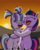 Size: 2400x3000 | Tagged: safe, artist:saburodaimando, starlight glimmer, twilight sparkle, pony, unicorn, g4, belly button, bipedal, cute, female, filly, filly starlight glimmer, filly twilight sparkle, happy birthday mlp:fim, high res, hug, mlp fim's ninth anniversary, sunrise, unicorn twilight, younger