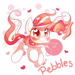 Size: 850x850 | Tagged: safe, artist:ipun, oc, oc only, oc:pebbles, fish, pony, heart eyes, solo, underwater, wingding eyes