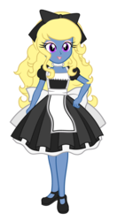 Size: 2000x3800 | Tagged: safe, artist:gabosor, derpibooru exclusive, part of a set, oc, oc only, oc:azure/sapphire, human, equestria girls, g4, bow, clothes, crossdressing, cute, dress, femboy, headband, high res, lipstick, lolita fashion, looking at you, maid, male, princess princess, shoes, simple background, smiling, solo, transparent background, wig