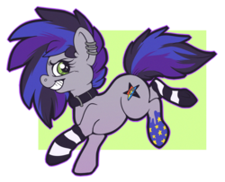 Size: 952x774 | Tagged: safe, artist:cotykaye, oc, oc only, earth pony, pony, clothes, collar, ear piercing, piercing, punk, simple background, socks, solo, striped socks, transparent background