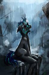 Size: 723x1106 | Tagged: safe, artist:spannerpaint, oc, pony, crying, rain, sad