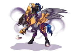 Size: 1058x755 | Tagged: safe, artist:lupiarts, oc, oc:dusk weaver, pony, corrupted, shadowbolts, symbiote, transformation