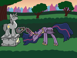 Size: 1600x1200 | Tagged: safe, artist:shieldgenerator7, shining armor, twilight sparkle, alicorn, pony, g4, the last problem, crying, crylight sparkle, feels, female, immortality blues, mourning, older, older twilight, older twilight sparkle (alicorn), princess twilight 2.0, sad, statue, tomb, twilight sparkle (alicorn), twilight will outlive her friends