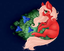 Size: 1024x819 | Tagged: safe, artist:candiedbirdie, oc, oc:strawberry sweet, earth pony, pony, flower