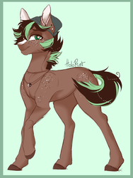 Size: 1658x2199 | Tagged: safe, artist:holoriot, oc, oc:toby, earth pony, pony, hat, ice cream flavoured, jewelry, necklace