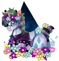 Size: 4392x4548 | Tagged: safe, artist:fluffideer, rarity, pony, unicorn, g4, it isn't the mane thing about you, absurd resolution, alternate hairstyle, digital, female, flower, flower in hair, mare, punk, raripunk, simple background, solo, transparent background