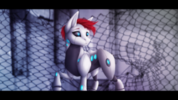 Size: 5000x2811 | Tagged: safe, artist:lewisspacebun, oc, oc:vanguard, pony, robot, robot pony