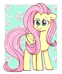 Size: 1010x1200 | Tagged: safe, artist:ch-chau, fluttershy, pegasus, pony, g4, abstract background, cute, female, floppy ears, folded wings, looking at you, mare, shyabetes, solo, standing, wings