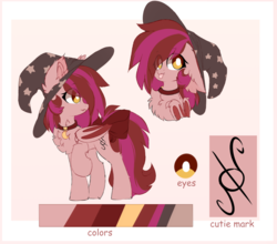 Size: 2214x1944 | Tagged: dead source, safe, artist:php146, oc, oc only, oc:velvet silverwing, bat pony, pony, chest fluff, female, hat, mare, reference sheet, solo, tongue out, witch hat