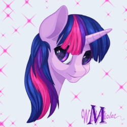 Size: 1900x1900 | Tagged: safe, artist:wildviolet-m, twilight sparkle, pony, g4, animated, blinking, bust, cute, female, mare, portrait, solo, twiabetes