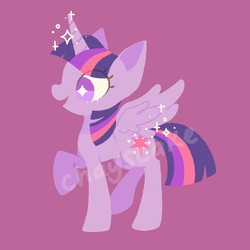 Size: 1920x1920 | Tagged: safe, artist:cilveon, twilight sparkle, alicorn, pony, g4, cute, female, mare, open mouth, profile, purple background, simple background, solo, twiabetes, twilight sparkle (alicorn), watermark