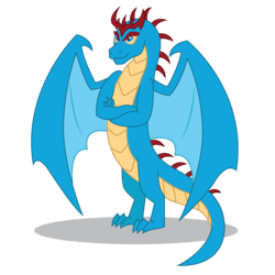 Size: 3000x3000 | Tagged: safe, artist:dragonchaser123, artist:supersaiyand, oc, oc only, oc:ultimo, dragon, fanfic:break the walls down, blue, blue eyes, crossed arms, dragon oc, high res, male, reference, simple background, solo, transparent background, vector