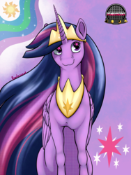 Size: 1536x2048 | Tagged: safe, artist:pearlescent, twilight sparkle, alicorn, pony, g4, season 9, the last problem, crown, cute, cutie mark, ethereal mane, female, hoers, hoof shoes, horn, jewelry, mare, older, older twilight, older twilight sparkle (alicorn), peytral, princess twilight 2.0, regalia, smiling, solo, twiabetes, twilight sparkle (alicorn), wings