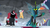Size: 1366x768 | Tagged: safe, screencap, cozy glow, lord tirek, queen chrysalis, alicorn, centaur, changeling, changeling queen, pony, g4, the ending of the end, alicornified, blanket, bow, bracer, broken, cloud, cloudy, cloven hooves, cold, cozycorn, dark clouds, female, filly, flying, hair bow, male, nose piercing, nose ring, piercing, race swap, septum piercing, shattered, stained glass, trio, unamused, wind