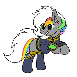 Size: 3000x3000 | Tagged: safe, artist:aaathebap, oc, oc only, oc:taco butter, earth pony, pony, fallout equestria, clothes, high res, jumpsuit, pipbuck, simple background, solo, vault suit, white background