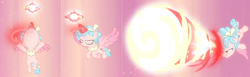 Size: 2108x646 | Tagged: safe, edit, edited screencap, screencap, cozy glow, alicorn, pony, g4, the ending of the end, alicornified, blast, charging, comic, cozycorn, female, flying, magic, magic beam, magic blast, orb, pure concentrated unfiltered evil of the utmost potency, pure unfiltered evil, race swap, screencap comic, solo