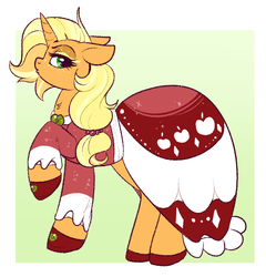 Size: 716x745 | Tagged: safe, artist:lulubell, applejack, pony, g4, alternate hairstyle, alternate universe, clothes, dress, female, race swap, solo