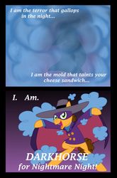 Size: 1024x1549 | Tagged: safe, artist:crazynutbob, cheese sandwich, pony, g4, cape, clothes, comic, costume, darkwing duck, hat, mask, nightmare night, smoke