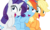 Size: 5703x3375 | Tagged: safe, alternate version, artist:sketchmcreations, applejack, rainbow dash, rarity, earth pony, pegasus, pony, unicorn, g4, growing up is hard to do, my little pony: friendship is magic, cute, dashabetes, female, jackabetes, mare, open mouth, open smile, raised hoof, raribetes, simple background, sitting, smiling, transparent background, trio, vector