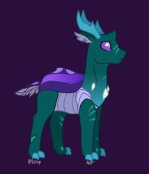 Size: 1280x1494 | Tagged: safe, artist:quincydragon, pharynx, changedling, changeling, g4, older, prince pharynx, purple background, scar, simple background, solo