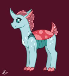 Size: 1024x1133 | Tagged: safe, artist:quincydragon, ocellus, changedling, changeling, g4, female, older, older ocellus, red background, simple background, solo