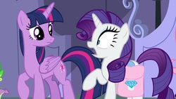 Size: 1920x1080 | Tagged: safe, screencap, rarity, twilight sparkle, alicorn, pony, g4, the ending of the end, saddle bag, twilight sparkle (alicorn)