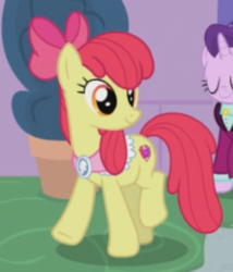 Size: 237x277 | Tagged: safe, screencap, apple bloom, starlight glimmer, earth pony, pony, unicorn, g4, the last problem, adorabloom, clothes, cropped, cute, female, goldie delicious' shawl, headmare starlight, looking back, mare, neckerchief, older, older apple bloom, older starlight glimmer, shawl, smiling, walking