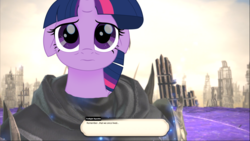 Size: 2414x1362 | Tagged: safe, twilight sparkle, pony, g4, my little pony: the movie, ascian, emet-selch, end of ponies, female, final fantasy, final fantasy xiv, floppy ears, sad, solo, spoilers for another series, the ride is over