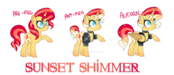 Size: 1358x588 | Tagged: safe, artist:melaniine, artist:selenaede, sunset shimmer, alicorn, pony, unicorn, g4, alicornified, alternate hairstyle, base used, choker, clothes, deviantart watermark, ear piercing, earring, eyebrow piercing, female, glasses, horn, horn piercing, jacket, jewelry, leather jacket, mare, nose piercing, obtrusive watermark, piercing, race swap, raised hoof, redesign, shimmercorn, simple background, snake bites, solo, spiked choker, transparent background, watermark, wing piercing