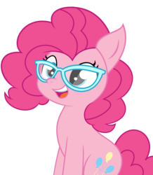 Size: 2721x3121 | Tagged: safe, artist:slb94, artist:tjpones edits, color edit, edit, pinkie pie, earth pony, pony, g4, adorkable, colored, cute, diapinkes, dork, female, glasses, high res, mare, meganekko, simple background, solo, transparent background, vector
