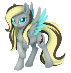 Size: 1267x1285 | Tagged: safe, artist:dusthiel, oc, oc only, oc:ri, pegasus, pony, chest fluff, commission, female, looking at you, mare, pegasus oc, raised hoof, simple background, smiling, solo, transparent background, two toned wings, wings