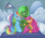 Size: 1786x1530 | Tagged: safe, artist:dusthiel, rainbow dash, scootaloo, oc, oc:green thunder, pegasus, pony, g4, alternate hairstyle, chest fluff, cloud, female, filly, flag, greendash, long mane, male, mare, never doubt blaa6 involvement, side hug, sitting, stallion