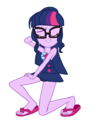 Size: 1920x2503 | Tagged: safe, artist:n3ro 182, sci-twi, twilight sparkle, equestria girls, g4, my little pony equestria girls: better together, clothes, feet, female, flip-flops, glasses, pose, sandals, sci-twi swimsuit, sexy, solo, swimsuit