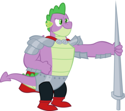 Size: 3283x2917 | Tagged: safe, artist:red4567, spike, dragon, g4, the last problem, adult, adult spike, armor, beefspike, clothes, costume, gigachad spike, high res, knight spike, lance, nightmare night, nightmare night costume, older, older spike, simple background, transparent background, vector, weapon, winged spike, wings