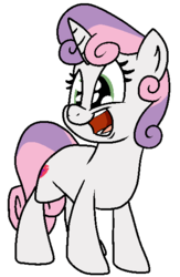 Size: 376x577 | Tagged: safe, artist:bennimarru, sweetie belle, pony, g4, colored, cute, diasweetes, female, flat colors, open mouth, simple background, smiling, solo, standing, transparent background