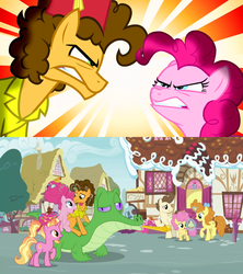 Size: 1280x1440 | Tagged: safe, edit, edited screencap, screencap, cheese sandwich, gummy, li'l cheese, luster dawn, pinkie pie, pound cake, pumpkin cake, alligator, earth pony, pegasus, pony, unicorn, g4, pinkie pride, the last problem, awww, babysitting, cake twins, family, father and child, father and daughter, female, filly, foal, foalsitter, foalsitting, happy ending, heartwarming, looking at you, male, mare, mother and child, mother and daughter, older, older cheese sandwich, older gummy, older pinkie pie, older pound cake, older pumpkin cake, ponyville, ship:cheesepie, shipping, siblings, stallion, straight, sugarcube corner, the magic of friendship grows, then and now, twins