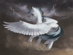 Size: 1400x1050 | Tagged: safe, artist:magistra, oc, oc only, pegasus, pony, solo, thunderstorm