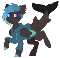 Size: 956x922 | Tagged: safe, artist:cinnamonsparx, oc, oc only, oc:decoy, original species, shark, shark pony, clothes, hoodie, male, simple background, solo, stallion, transparent background