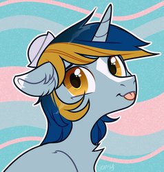 Size: 1176x1234 | Tagged: safe, artist:vensual99, oc, oc only, oc:ocean wave, pony, unicorn, bust, commission, male, portrait, simple background, solo, stallion
